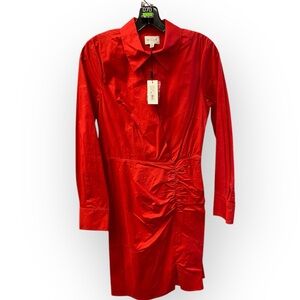 M MAXINE POPLIN LONG SLEEVE DRESS IN RED
